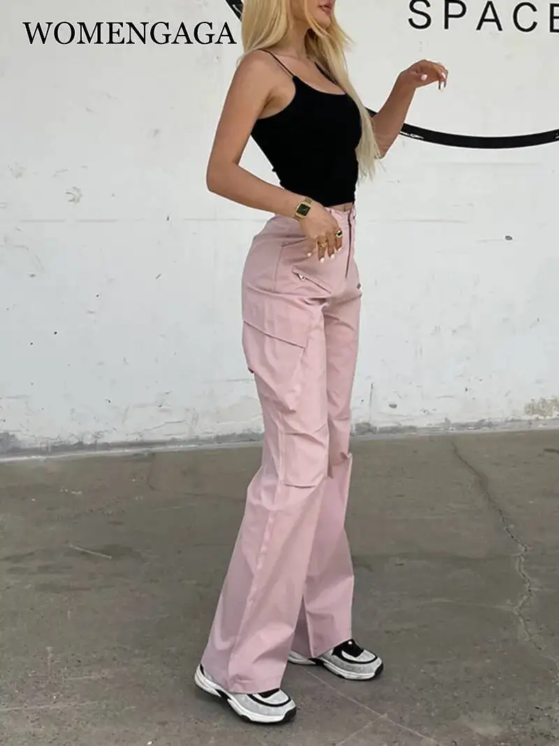 WOMENGAGA Pink Pocket Cargo Pants For Women Summer New High Waist Loose Thin Casual Pants Summer Fashion Korean Women G88Q
WOMENGAGA Pink Pocket Cargo Pants For Women Summer New High Waist Loose Thin Casual Pants Summer Fashion Korean Women G88Q