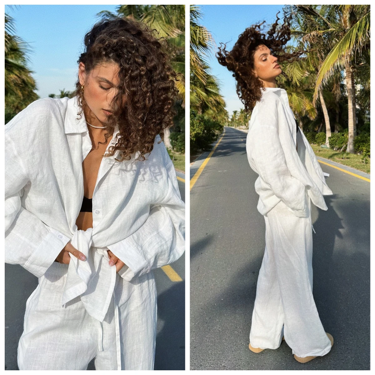 Cotton Casual Pants Sets Women's Solid Color Cozy Lapel Long Sleeve Shirt Summer Outfit Elastic Waist Pants Suits
Cotton Casual Pants Sets Women's Solid Color Cozy Lapel Long Sleeve Shirt Summer Outfit Elastic Waist Pants Suits
