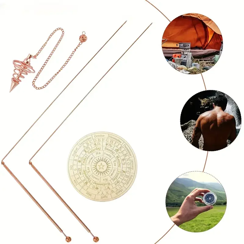 3pcs Copper Dowsing Rods+ Rose Golden Pendulums Set, Reusable, Portable and Convenient, Suitable, Treasure Hunting, Meditation
3pcs Copper Dowsing Rods+ Rose Golden Pendulums Set, Reusable, Portable and Convenient, Suitable, Treasure Hunting, Meditation