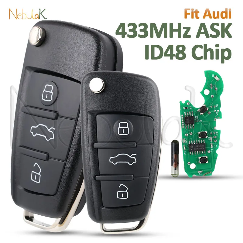 Flip Car Key 433Mhz ASK ID48 Chip For Audi A1 A3 TT S1 S3 Q3 2005+ fit 8P0837220 D/Q/K 3 Buttons Folding Remote Smart Fob HU66
Flip Car Key 433Mhz ASK ID48 Chip For Audi A1 A3 TT S1 S3 Q3 2005+ fit 8P0837220 D/Q/K 3 Buttons Folding Remote Smart Fob HU66