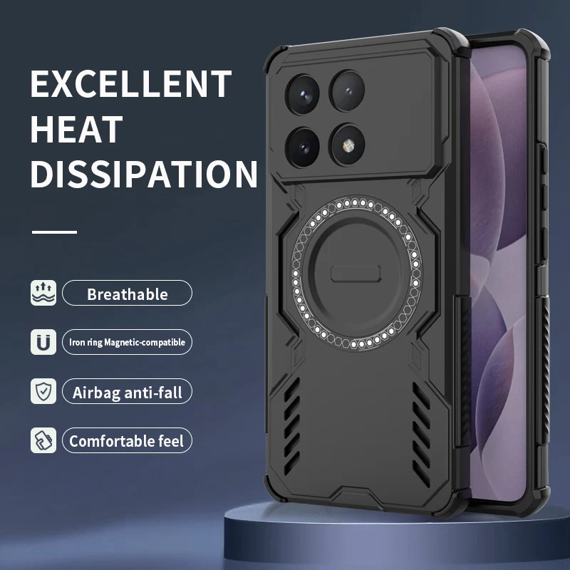 For POCO X6 Pro Mecha Heat Dissipation Four Corners Air Cushion Anti-Drop Powerful Magnetic Non-Charging Phone Case
For POCO X6 Pro Mecha Heat Dissipation Four Corners Air Cushion Anti-Drop Powerful Magnetic Non-Charging Phone Case
