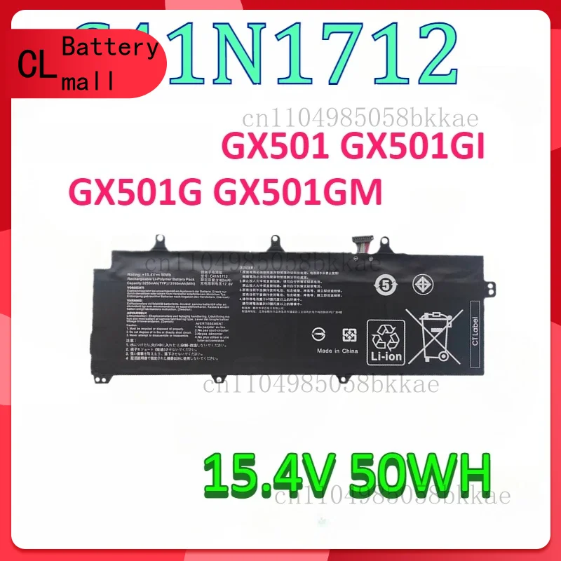Новый аккумулятор для ноутбука C41N1712 15,4 В 3255 мАч 50 Втч для ASUS GX501 GX501GI GX501G GX501GM
Новый аккумулятор для ноутбука C41N1712 15,4 В 3255 мАч 50 Втч для ASUS GX501 GX501GI GX501G GX501GM