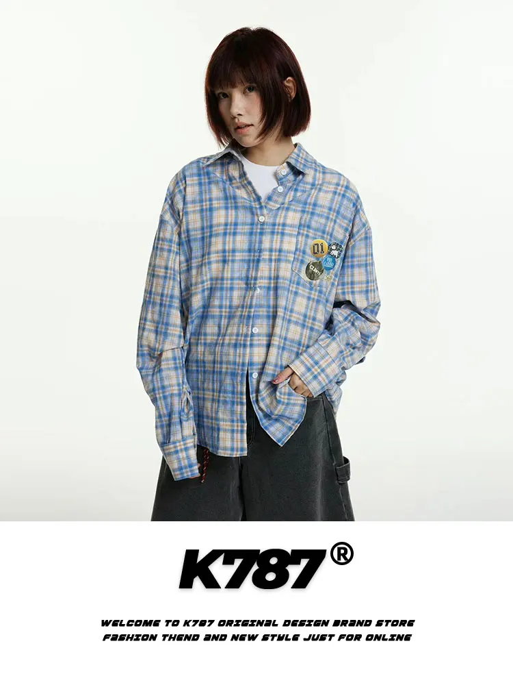 K787 American Retro Tie Dye Plaid Badge Print Long Sleeve Shirt Unisex College Style Casual Outerwear Spring Cotton Shirt
K787 American Retro Tie Dye Plaid Badge Print Long Sleeve Shirt Unisex College Style Casual Outerwear Spring Cotton Shirt