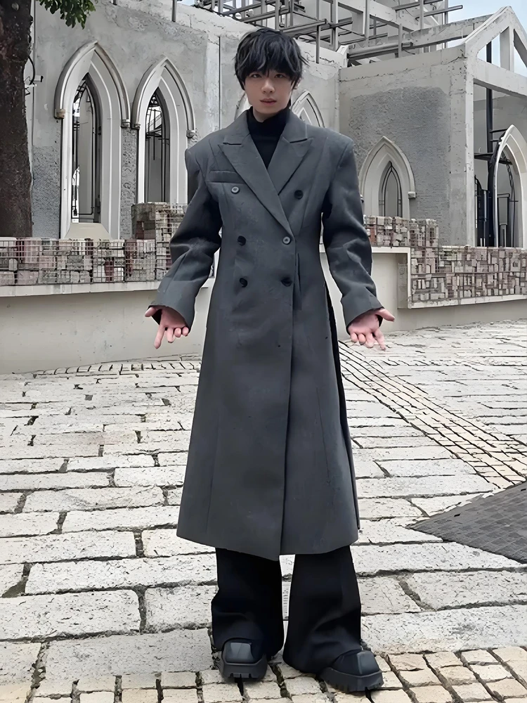 Korean Style Men's Mid-Length Woolen Coat Shoulder Pad Winter Coat Over-Knee Double-Breasted Windbreaker Outerwear
Korean Style Men's Mid-Length Woolen Coat Shoulder Pad Winter Coat Over-Knee Double-Breasted Windbreaker Outerwear
