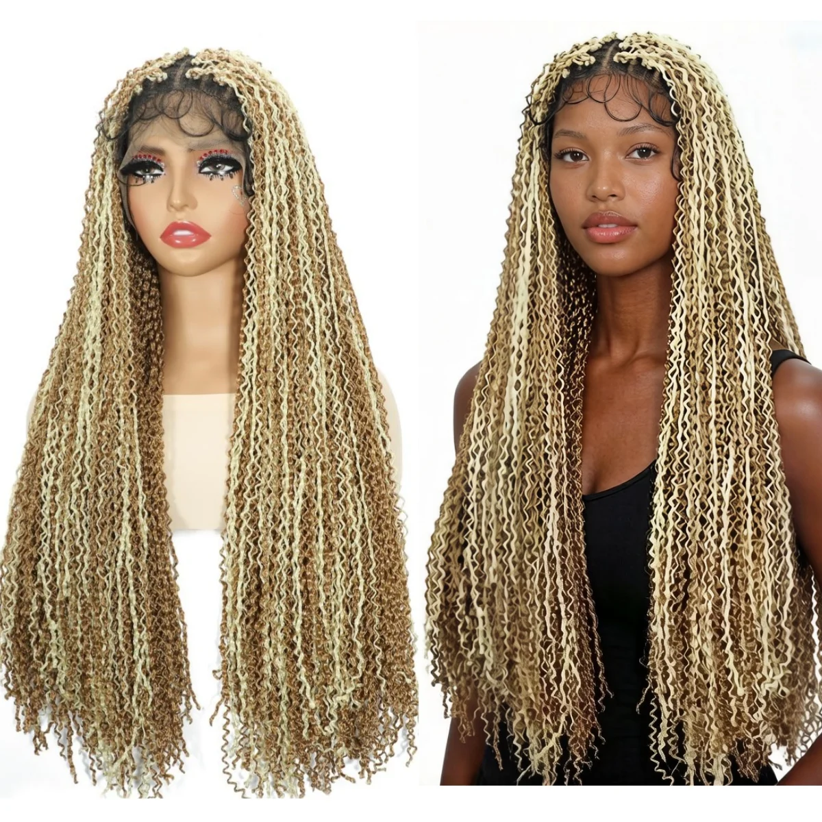 13x5 Lace Frontal Wig for Women Highlight Color P27/613 Small Deep Wave Hair Synthetic Wig with Baby Hair Glueless Long Wigs
13x5 Lace Frontal Wig for Women Highlight Color P27/613 Small Deep Wave Hair Synthetic Wig with Baby Hair Glueless Long Wigs