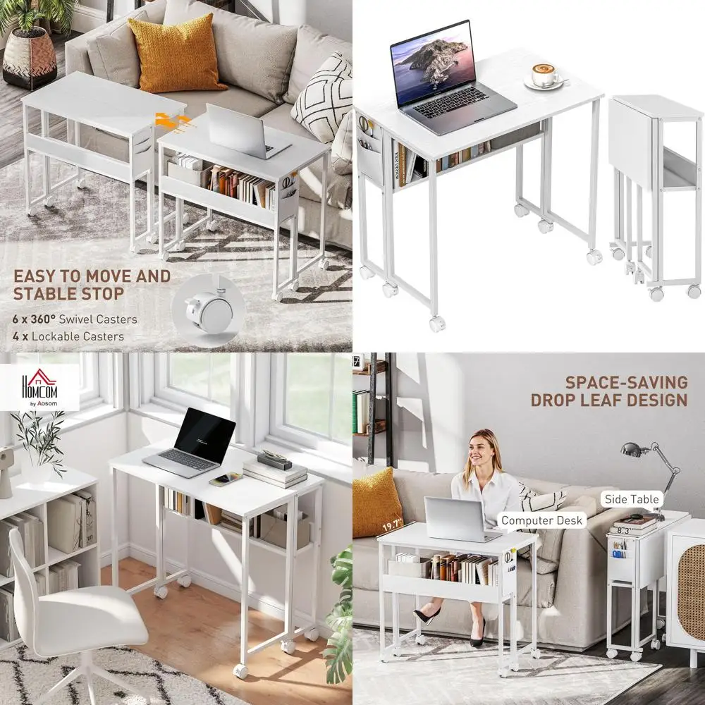 Portable Folding Desk with Storage and Shelf, 31.5 Mobile Writing Table for Compact Spaces, Home Office, Easy Assembly, White
Portable Folding Desk with Storage and Shelf, 31.5 Mobile Writing Table for Compact Spaces, Home Office, Easy Assembly, White
