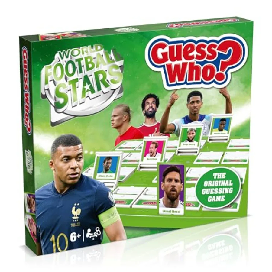 World Football Stars, Guess Who Green Board Game, Play with Messi, Ronaldo, Harry Kane, Salah, Easy to Setup, Gift for Ages 6
World Football Stars, Guess Who Green Board Game, Play with Messi, Ronaldo, Harry Kane, Salah, Easy to Setup, Gift for Ages 6