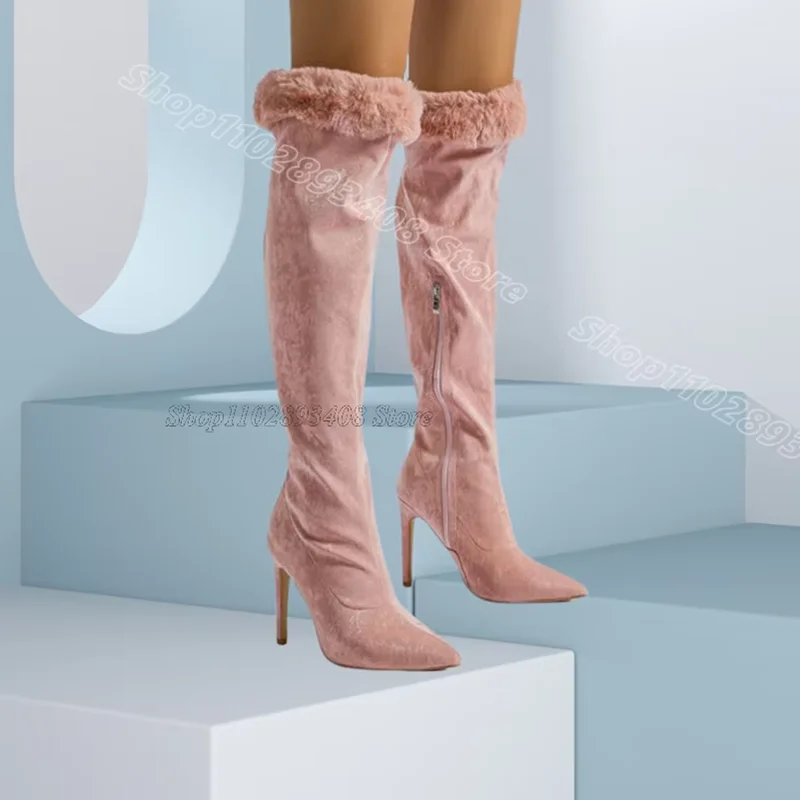 Pink Fur Decor Stiletto Boots Pointed Toe Side Zipper Sweet Style Fashion Spring Dress Casual Women Shoes Zapatos Para Mujere
Pink Fur Decor Stiletto Boots Pointed Toe Side Zipper Sweet Style Fashion Spring Dress Casual Women Shoes Zapatos Para Mujere