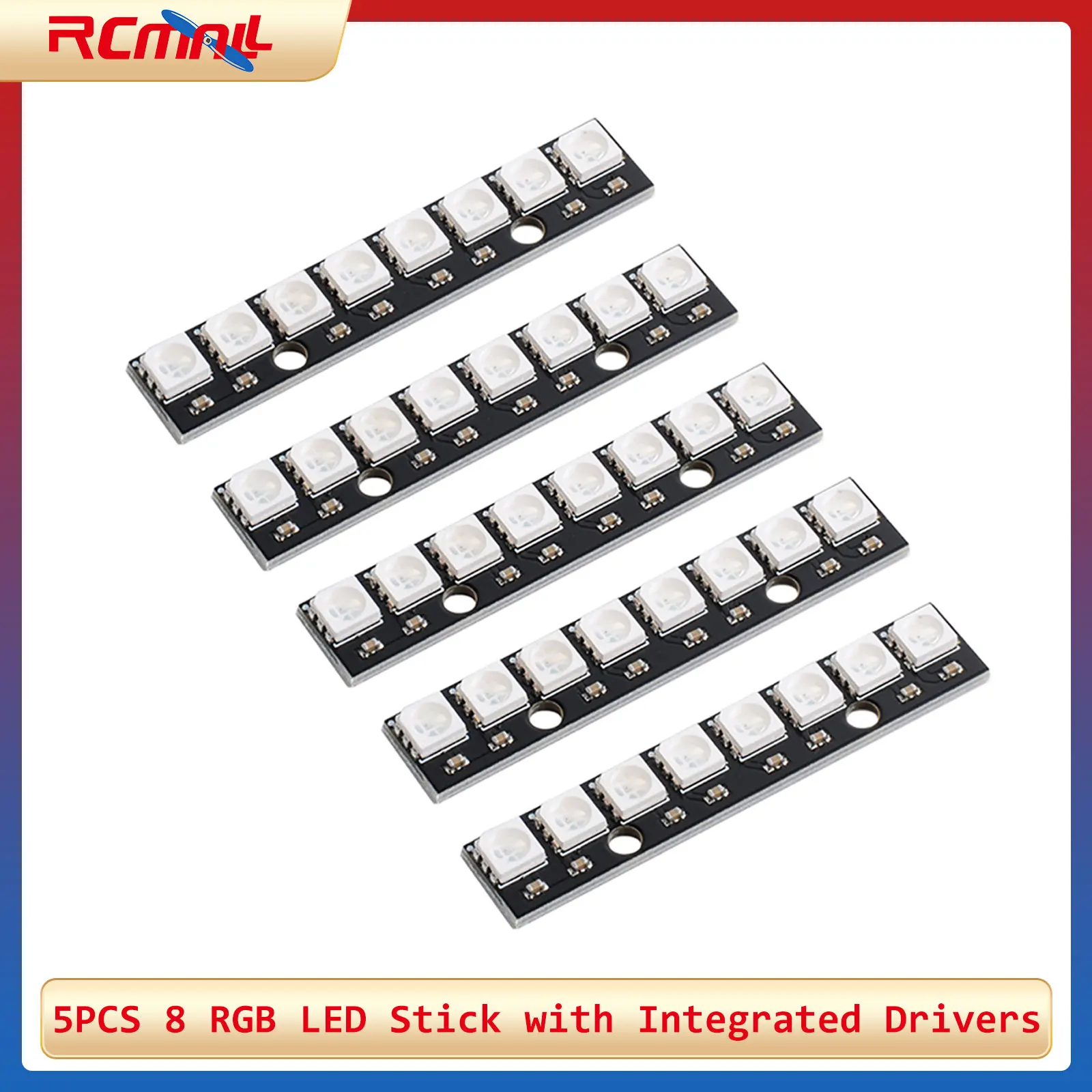 5PCS 8 RGB LED Stick 8 X WS2812B 5050 RGB LED with Integrated Drivers for Arduino Raspberry Pi DC4-7V
5PCS 8 RGB LED Stick 8 X WS2812B 5050 RGB LED with Integrated Drivers for Arduino Raspberry Pi DC4-7V