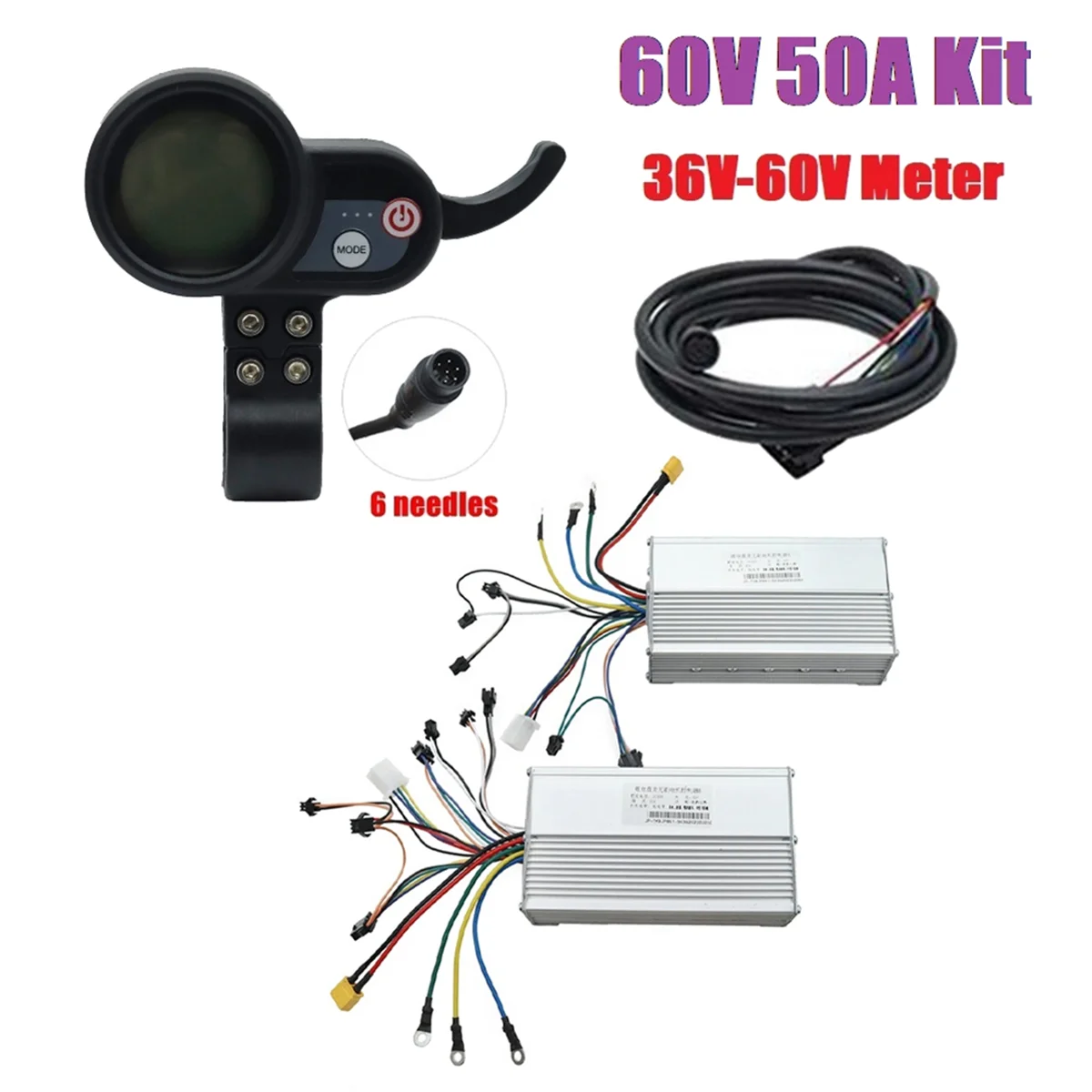 FEB-60V 50A Brushless Controller Dual Motor+36V-60V LCD Display Dashboard 6PIN for Electric Scooter E Bike
FEB-60V 50A Brushless Controller Dual Motor+36V-60V LCD Display Dashboard 6PIN for Electric Scooter E Bike