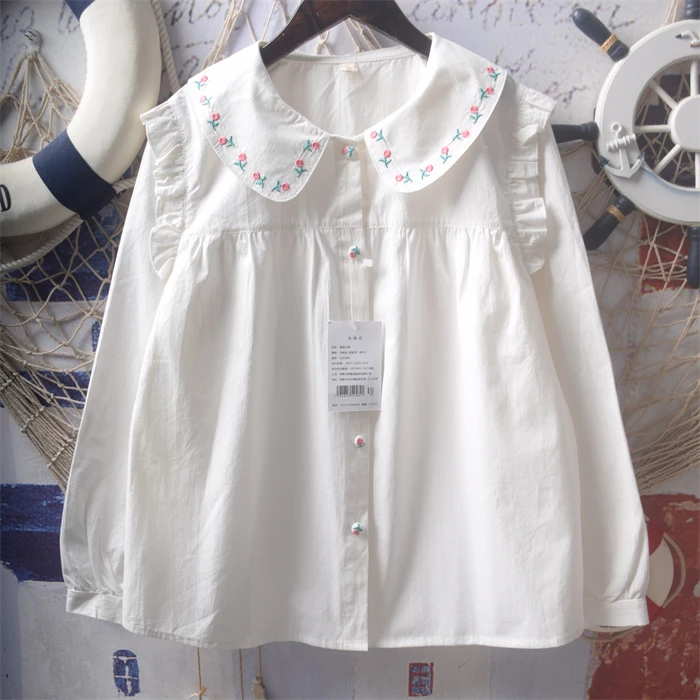 Japanese Sle Loose Cotton Long Sve Embroidered Flower Doll Collar irt Fre Soft Girl Forest Girl Wind Top for Girls
Japanese Sle Loose Cotton Long Sve Embroidered Flower Doll Collar irt Fre Soft Girl Forest Girl Wind Top for Girls