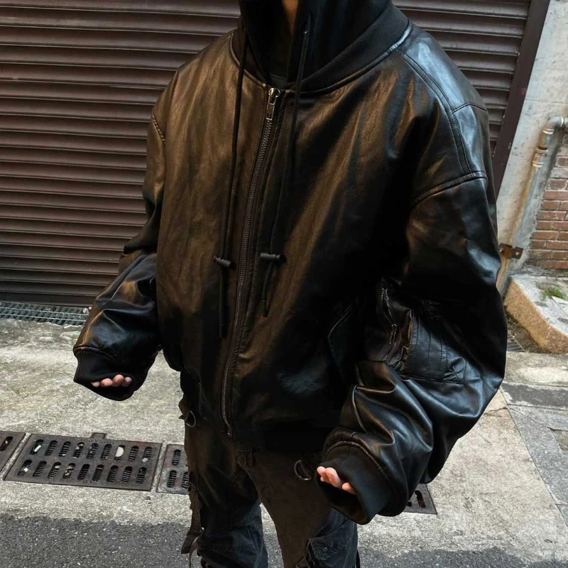 Мужская куртка из двух частей с капюшоном American High Street, весна-осень, новая свободная крутая красивая мотоциклетная верхняя одежда из искусственной кожи
Мужская куртка из двух частей с капюшоном American High Street, весна-осень, новая свободная крутая красивая мотоциклетная верхняя одежда из искусственной кожи