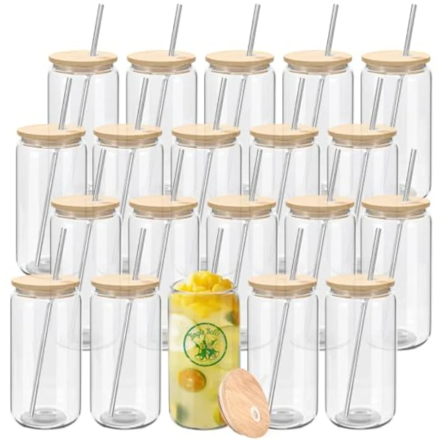 20 Pack Glass Cups with Bamboo Lids and Metal Straw Can Shaped Drinking Glasses, Glass Tumbler Reusable Cute Cups for Whiskey,
20 Pack Glass Cups with Bamboo Lids and Metal Straw Can Shaped Drinking Glasses, Glass Tumbler Reusable Cute Cups for Whiskey,