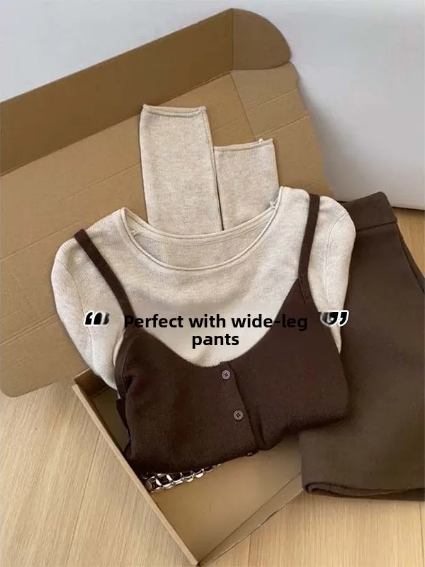 Korean Sle Color Blo Knitted Sweater And Tank Top Women's Autumn Anti-Aging Two-Piece Set Lazy Sle Long Sve Sweater ...
Korean Sle Color Blo Knitted Sweater And Tank Top Women's Autumn Anti-Aging Two-Piece Set Lazy Sle Long Sve Sweater ...