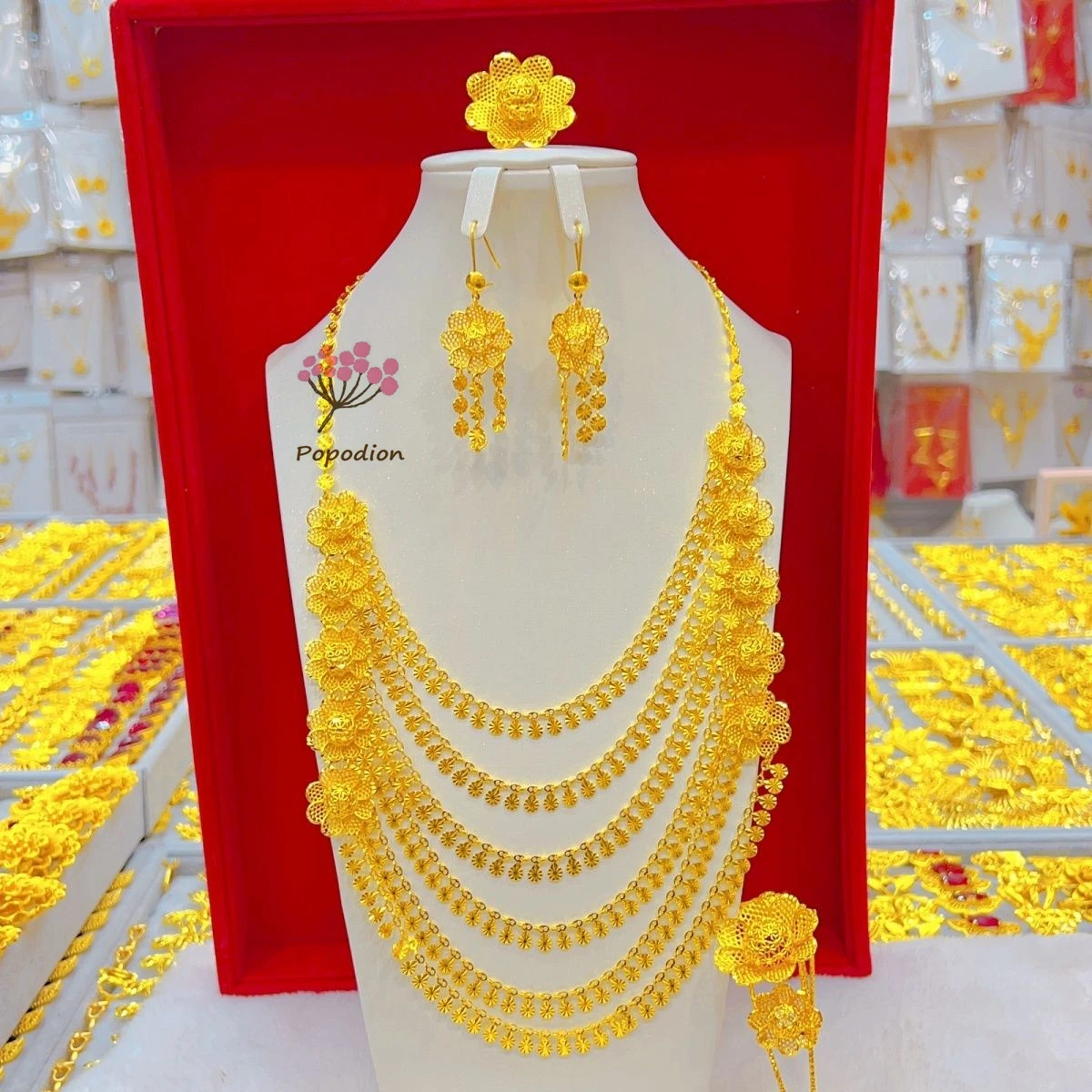 New Dubai 24K Gold Plated Necklace Earrings Rings Bracelets for Romantic Wedding Party Jewelry Set for Women DD10535
New Dubai 24K Gold Plated Necklace Earrings Rings Bracelets for Romantic Wedding Party Jewelry Set for Women DD10535