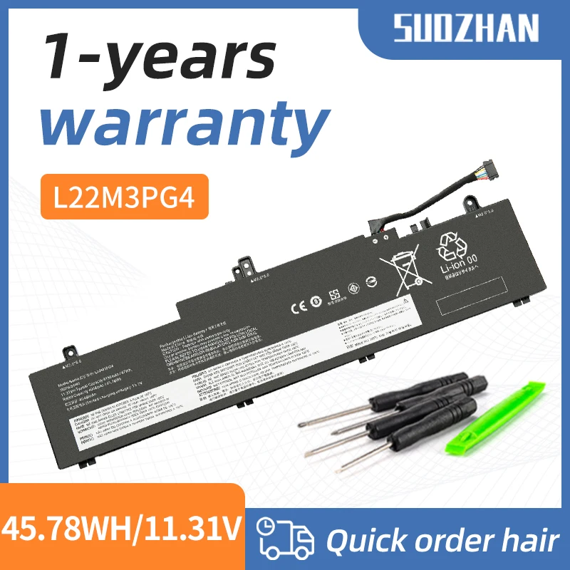 SUOZHAN New L22B3PG4 L22M3PG4 L22X3PG4 4156mAh 11.31V 47Wh Laptop Battery For Lenovo ThinkPad E14 E16 2023
SUOZHAN New L22B3PG4 L22M3PG4 L22X3PG4 4156mAh 11.31V 47Wh Laptop Battery For Lenovo ThinkPad E14 E16 2023