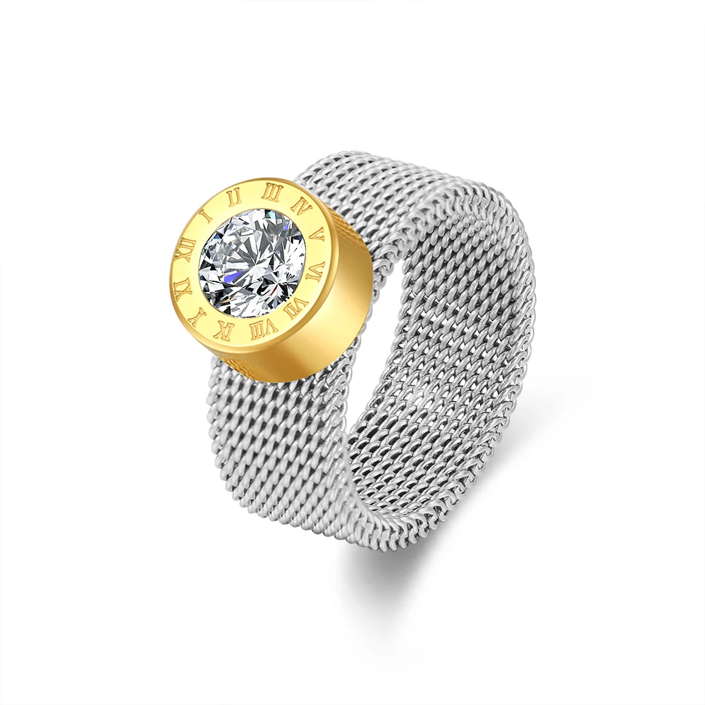 Vintage Niche Diamond-Encrusted Stainless Steel Romanesque Ring Titanium Color Preserving Woven Mesh Ring for Women jewelry
Vintage Niche Diamond-Encrusted Stainless Steel Romanesque Ring Titanium Color Preserving Woven Mesh Ring for Women jewelry