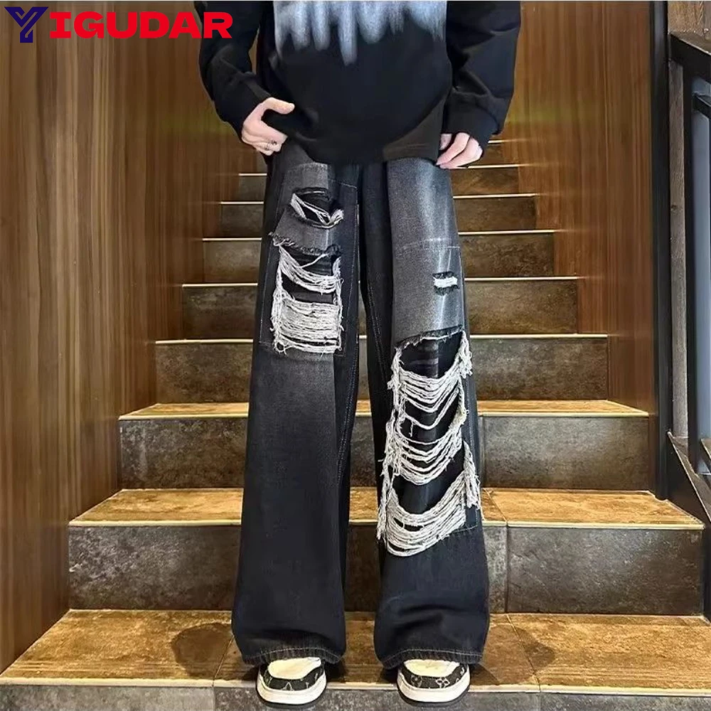 Men's Ripped Jeans Harajuku Wide Leg Pants Denim Baggy Y2K Cargo Pants Streetwear Koean Style Clothes Gothic Trousers Casual
Men's Ripped Jeans Harajuku Wide Leg Pants Denim Baggy Y2K Cargo Pants Streetwear Koean Style Clothes Gothic Trousers Casual