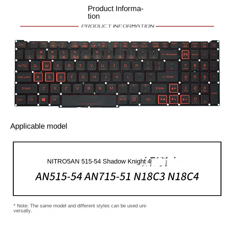 replace Suit for Acer Nitro 5 AN515-54 AN515-54-51M5 AN515-54-71FT Laptop keyboard
replace Suit for Acer Nitro 5 AN515-54 AN515-54-51M5 AN515-54-71FT Laptop keyboard