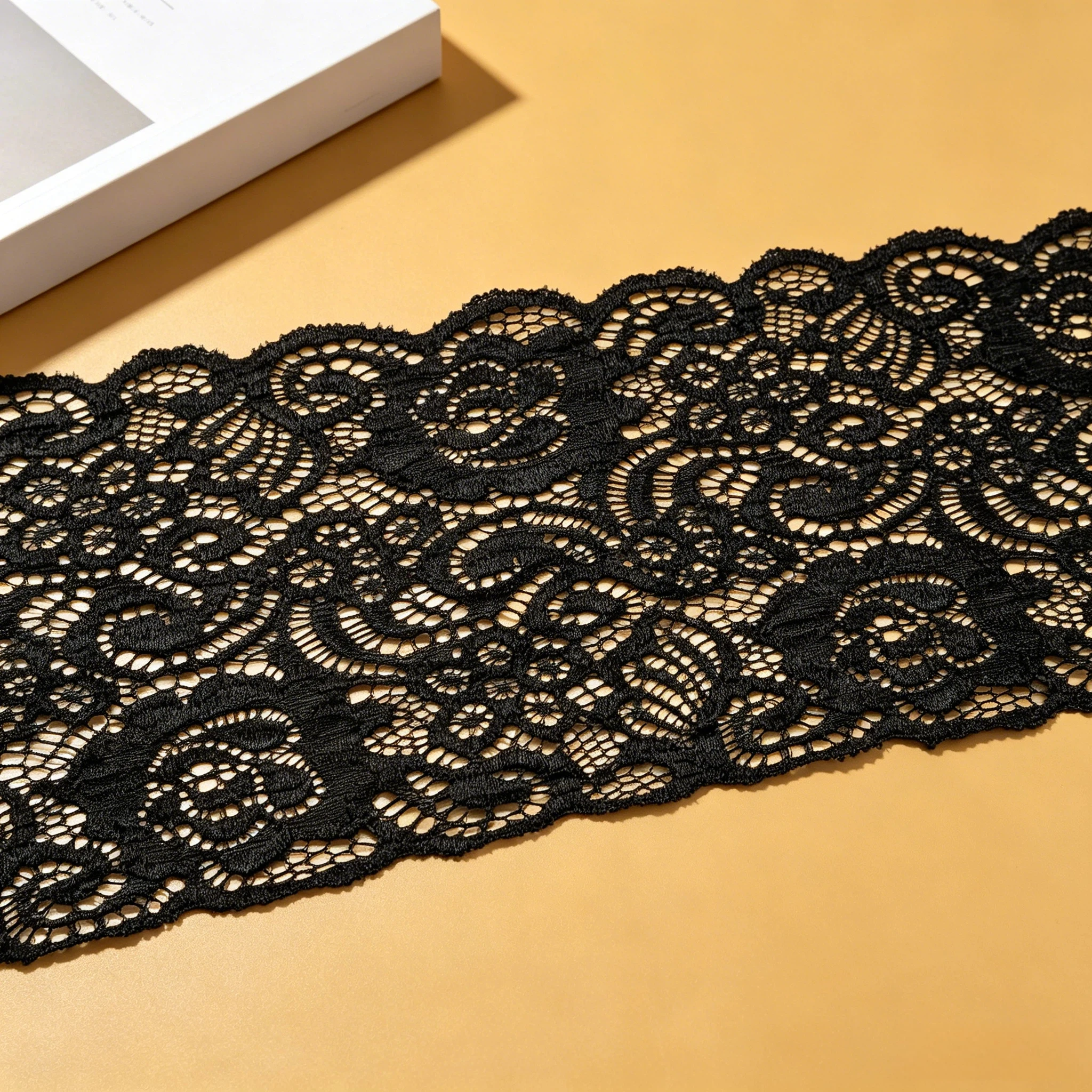 Black Large Wave Floral Elastic Lace Trim, Exquisite Rose Mesh Embroidery, Width 5.7inch Cm, Suitable for Sewing Skirt Hems, Bra Edging, and Pants Leg Decorations, Specialized Sewing Materials for Clothing Modification
Black Large Wave Floral Elastic Lace Trim, Exquisite Rose Mesh Embroidery, Width 5.7inch Cm, Suitable for Sewing Skirt Hems, Bra Edging, and Pants Leg Decorations, Specialized Sewing Materials for Clothing Modification