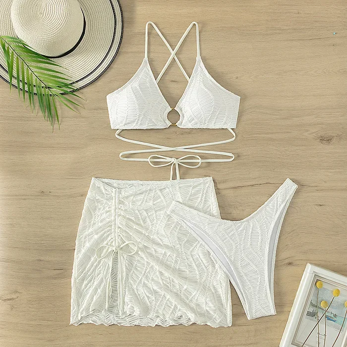 Three-Piece Bikini Set Women Swimsuit Beach Wrap Skirt Female Swimwear Bathing Backless Halter Cross Lace Up Fashion Beachwear
Three-Piece Bikini Set Women Swimsuit Beach Wrap Skirt Female Swimwear Bathing Backless Halter Cross Lace Up Fashion Beachwear