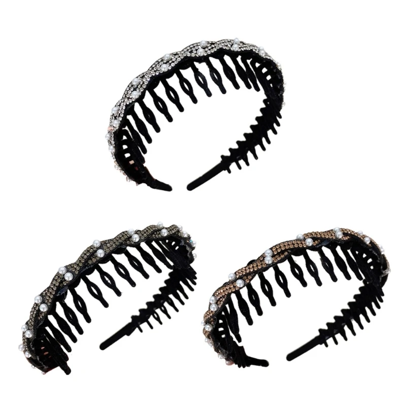 49MD 3 Piece Pearls Rhinestones Hairbands Nonslip Design High Cranium Comfortable Head Accessories Hair Hoop For Women
49MD 3 Piece Pearls Rhinestones Hairbands Nonslip Design High Cranium Comfortable Head Accessories Hair Hoop For Women