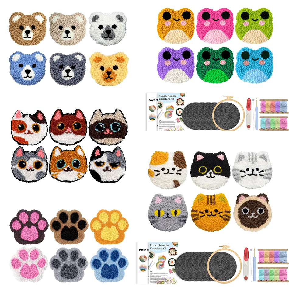 SDOYUNO Coaster Punch Needle Pack 6pcs Cute animal Cup Coaster Mats Table Decoration And Accessories Punch Needle Kit Arts Craft
SDOYUNO Coaster Punch Needle Pack 6pcs Cute animal Cup Coaster Mats Table Decoration And Accessories Punch Needle Kit Arts Craft