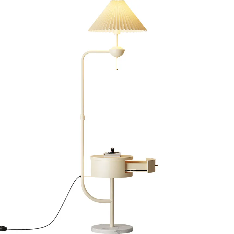 pleated floor lamp, high-end living room, drawer next to the sofa, rack integrated atmosphere light 
pleated floor lamp, high-end living room, drawer next to the sofa, rack integrated atmosphere light