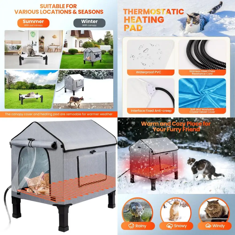 Всесезонный водонепроницаемый уличный кошачий домик с термостатической грелкой и съемным навесом
Всесезонный водонепроницаемый уличный кошачий домик с термостатической грелкой и съемным навесом