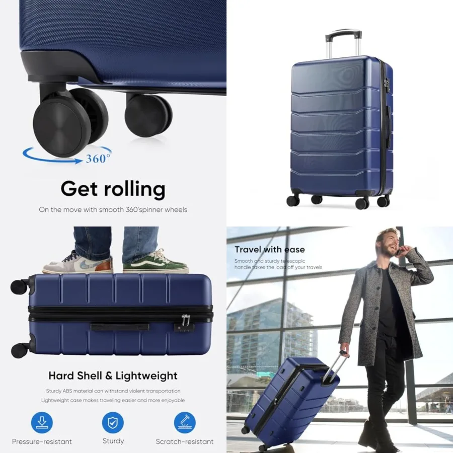 ch Luggage, Hardside Suitcase with Spinner Wheels, Lightweight ABS Hard Shell Checked Luggage, TSA Approved Lock, Expandable Me
ch Luggage, Hardside Suitcase with Spinner Wheels, Lightweight ABS Hard Shell Checked Luggage, TSA Approved Lock, Expandable Me