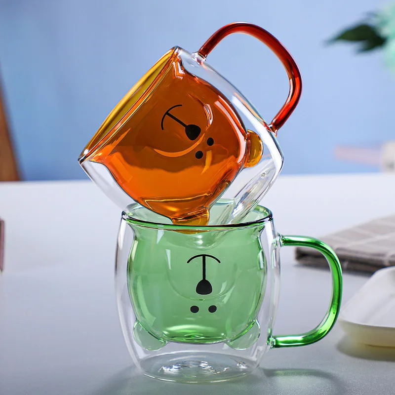 Hot sale factory price 250ml handmade heat resistant high borosilicate cup cute cartoon animal bear design double wall glass mug
Hot sale factory price 250ml handmade heat resistant high borosilicate cup cute cartoon animal bear design double wall glass mug