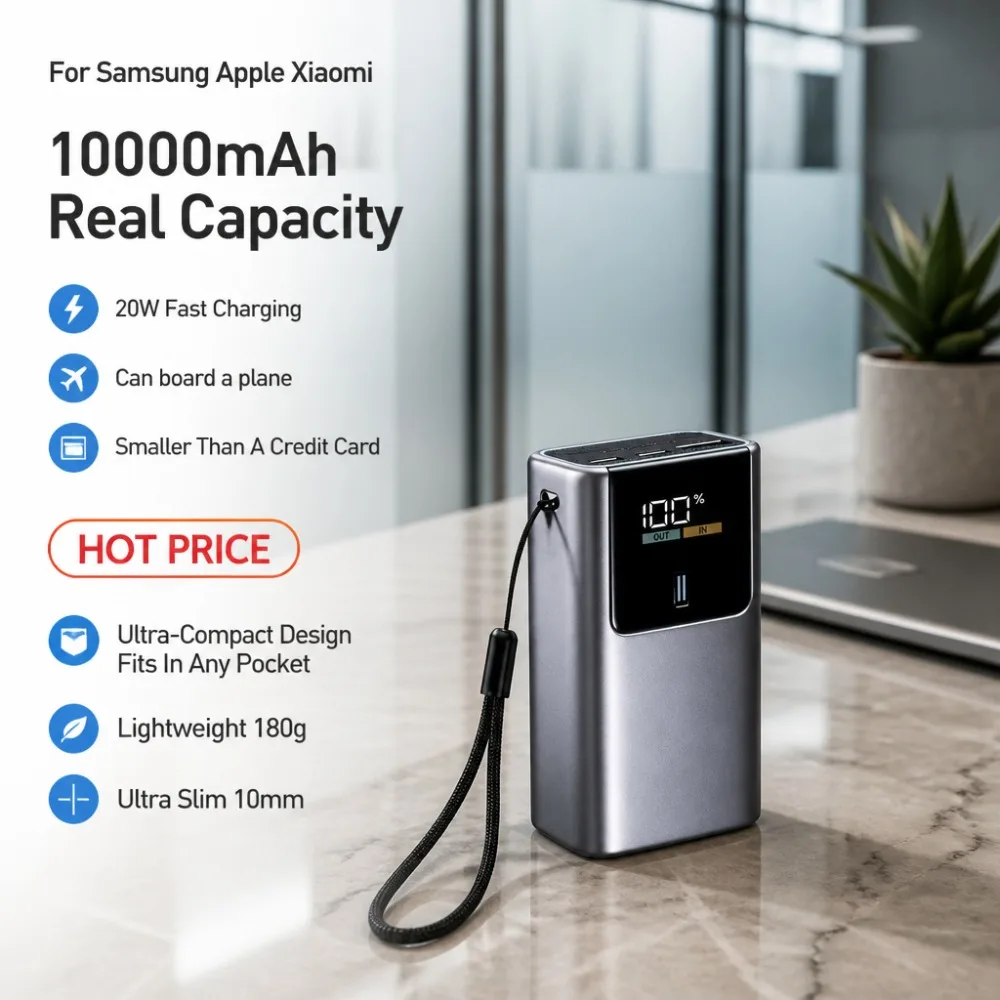 200000mAh Mini Power Bank Ultra Compact Fast Charging Portable External Battery Pack Pocket Charger For iPhone Samsung Android
200000mAh Mini Power Bank Ultra Compact Fast Charging Portable External Battery Pack Pocket Charger For iPhone Samsung Android