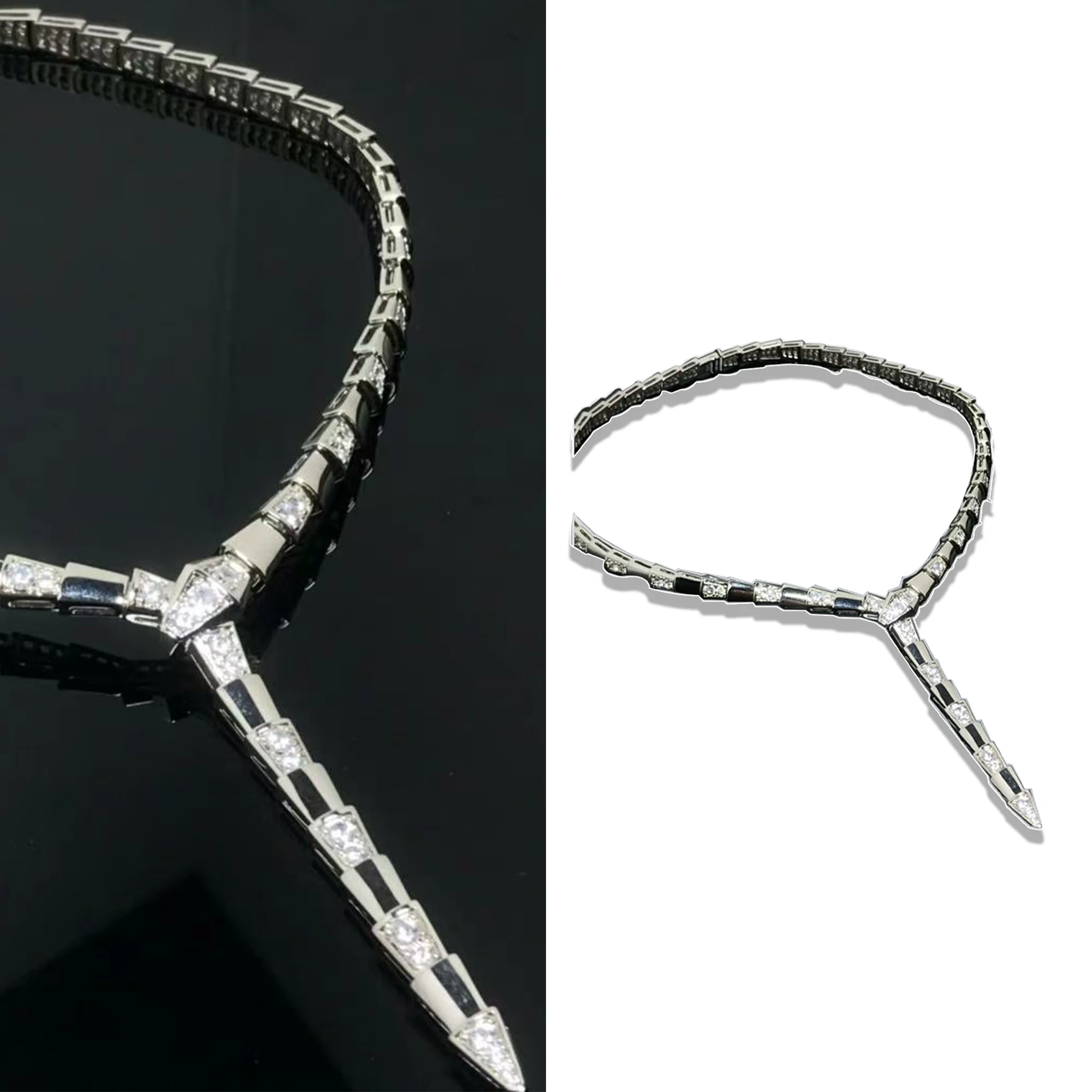 Smooth diamond studded snake bone necklace, pure silver S925, fashionable and trendy temperament necklace, Serpenti series gift
Smooth diamond studded snake bone necklace, pure silver S925, fashionable and trendy temperament necklace, Serpenti series gift