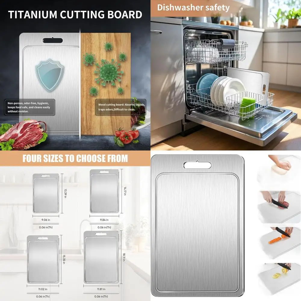 Double-Sided Titanium Chopping Board with Juice Groove - Pure Metal XL Size for Meat, Veg, Fruit Cutting
Double-Sided Titanium Chopping Board with Juice Groove - Pure Metal XL Size for Meat, Veg, Fruit Cutting