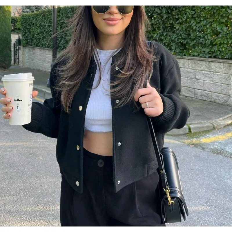 Soft Material Pilot Jaet round Ne Long Sve ort Sle Commute Faion Women's Outerwear Spring Season Casual Match All
Soft Material Pilot Jaet round Ne Long Sve ort Sle Commute Faion Women's Outerwear Spring Season Casual Match All