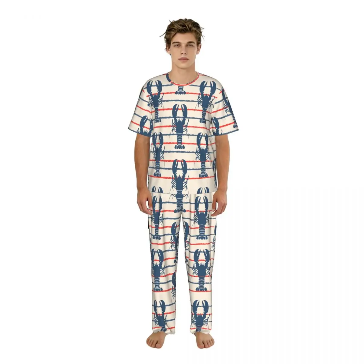 Men Pajamas Set Retro Marine Seafood With Lobster Short Sleeve Spring Summer Lounge Sleepwear Male Nightwear
Men Pajamas Set Retro Marine Seafood With Lobster Short Sleeve Spring Summer Lounge Sleepwear Male Nightwear