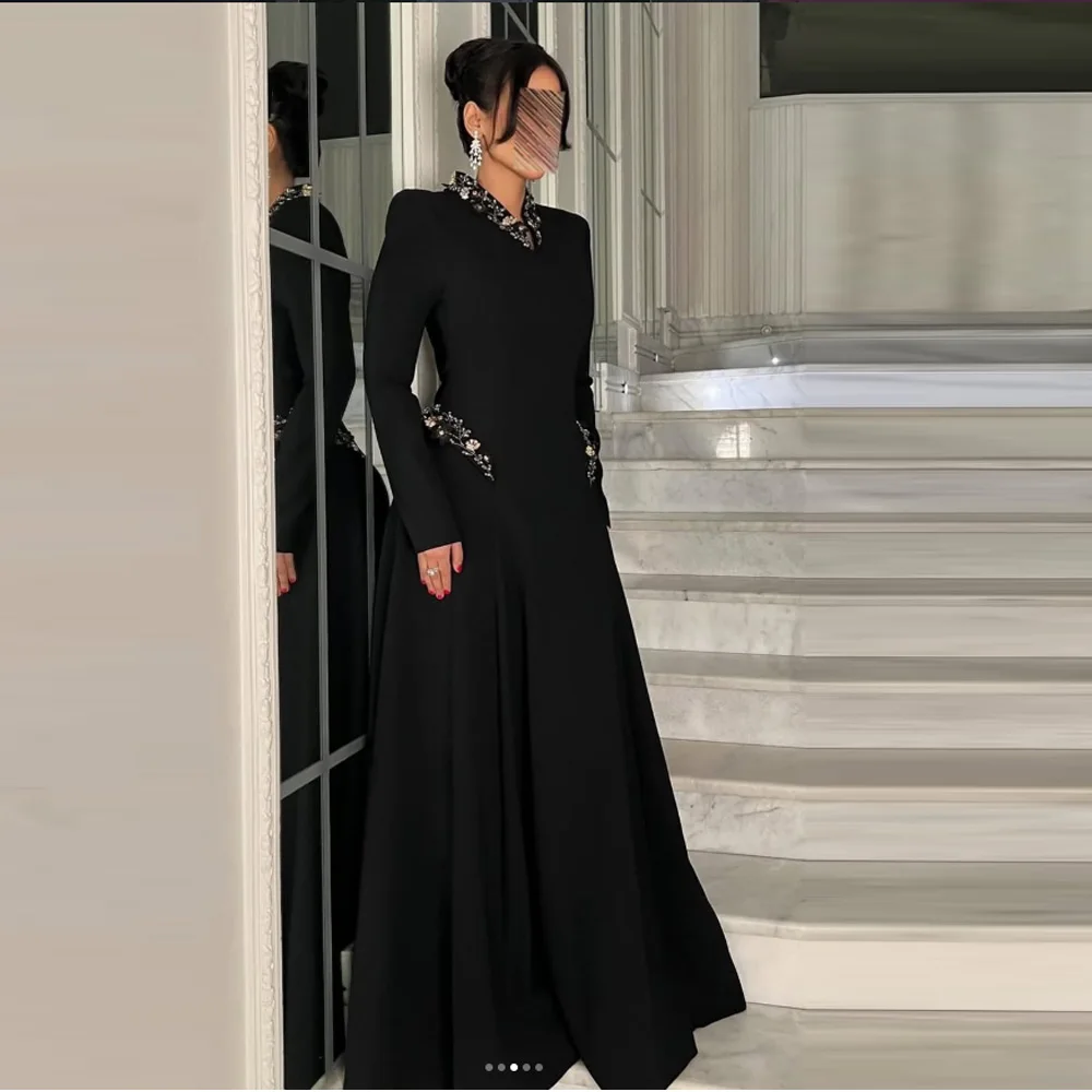 Customized Black Long Sleeve Beaded High Neck A-Line Maxi Evening Dress Women 2026 Luxury Formal Prom Wedding Guest Gown
Customized Black Long Sleeve Beaded High Neck A-Line Maxi Evening Dress Women 2026 Luxury Formal Prom Wedding Guest Gown