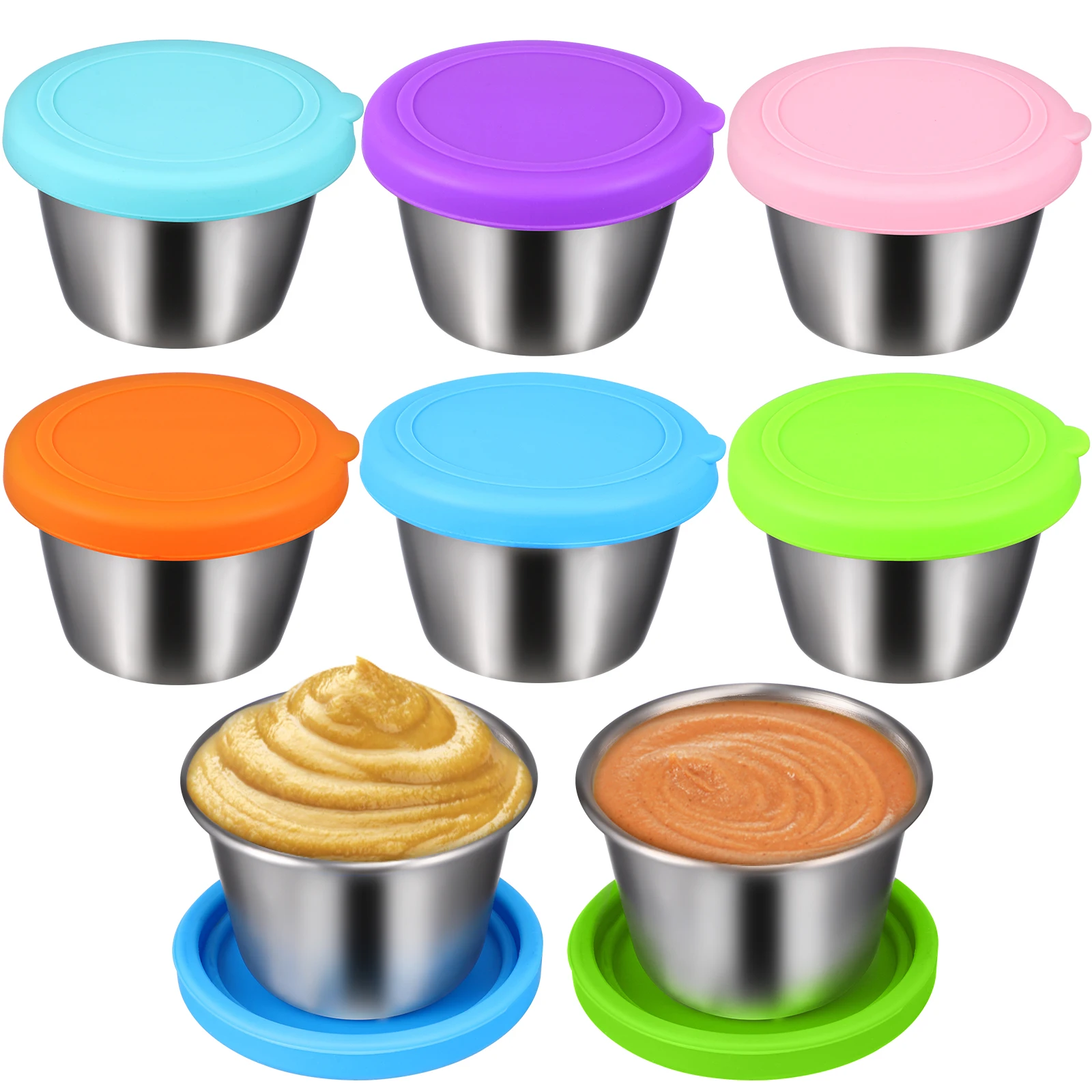 8 Pcs Steel Dipping Bowls Set Sauce Cups Lids Small Containers for Sauce Cup With Lid Kitchen Party Camping Picnic
8 Pcs Steel Dipping Bowls Set Sauce Cups Lids Small Containers for Sauce Cup With Lid Kitchen Party Camping Picnic