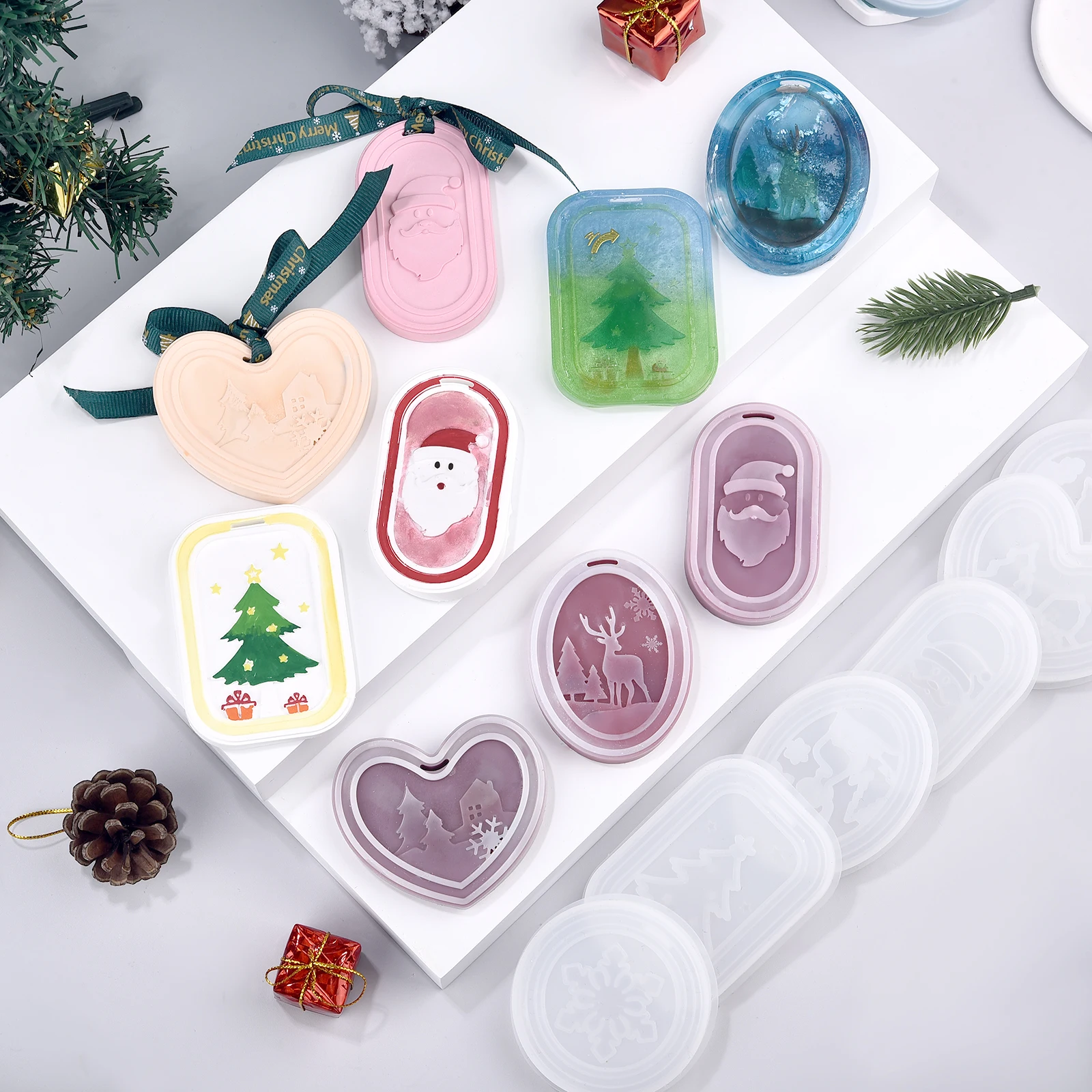DIY Crystal Epoxy Resin Mold Christmas Tree Elk Round Square Snowflake Listing Pendant Jewelry Hanging Decor Silicone Molds
DIY Crystal Epoxy Resin Mold Christmas Tree Elk Round Square Snowflake Listing Pendant Jewelry Hanging Decor Silicone Molds