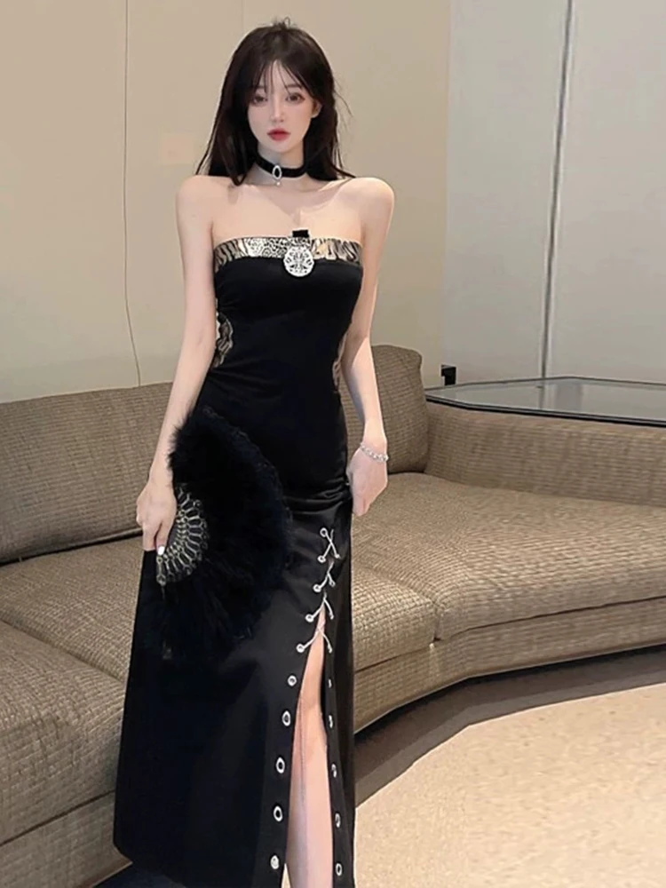2025 Sexy Splicing Dress Women's Summer New Dark Chain Waist Split Midi Skirt Elegant Party Clothing
2025 Sexy Splicing Dress Women's Summer New Dark Chain Waist Split Midi Skirt Elegant Party Clothing