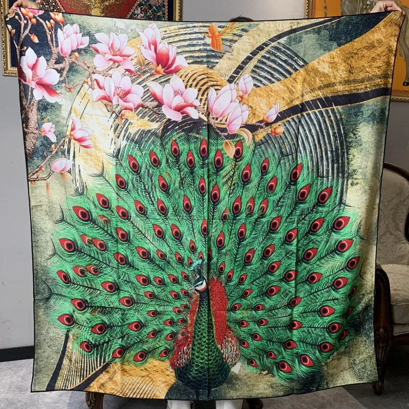 High-end Elegant Women's Exquisite Proud as a Peacock Double-sided Printed Quality Silk Wool Hand-rolled Edge Large Scarf Shawls
High-end Elegant Women's Exquisite Proud as a Peacock Double-sided Printed Quality Silk Wool Hand-rolled Edge Large Scarf Shawls