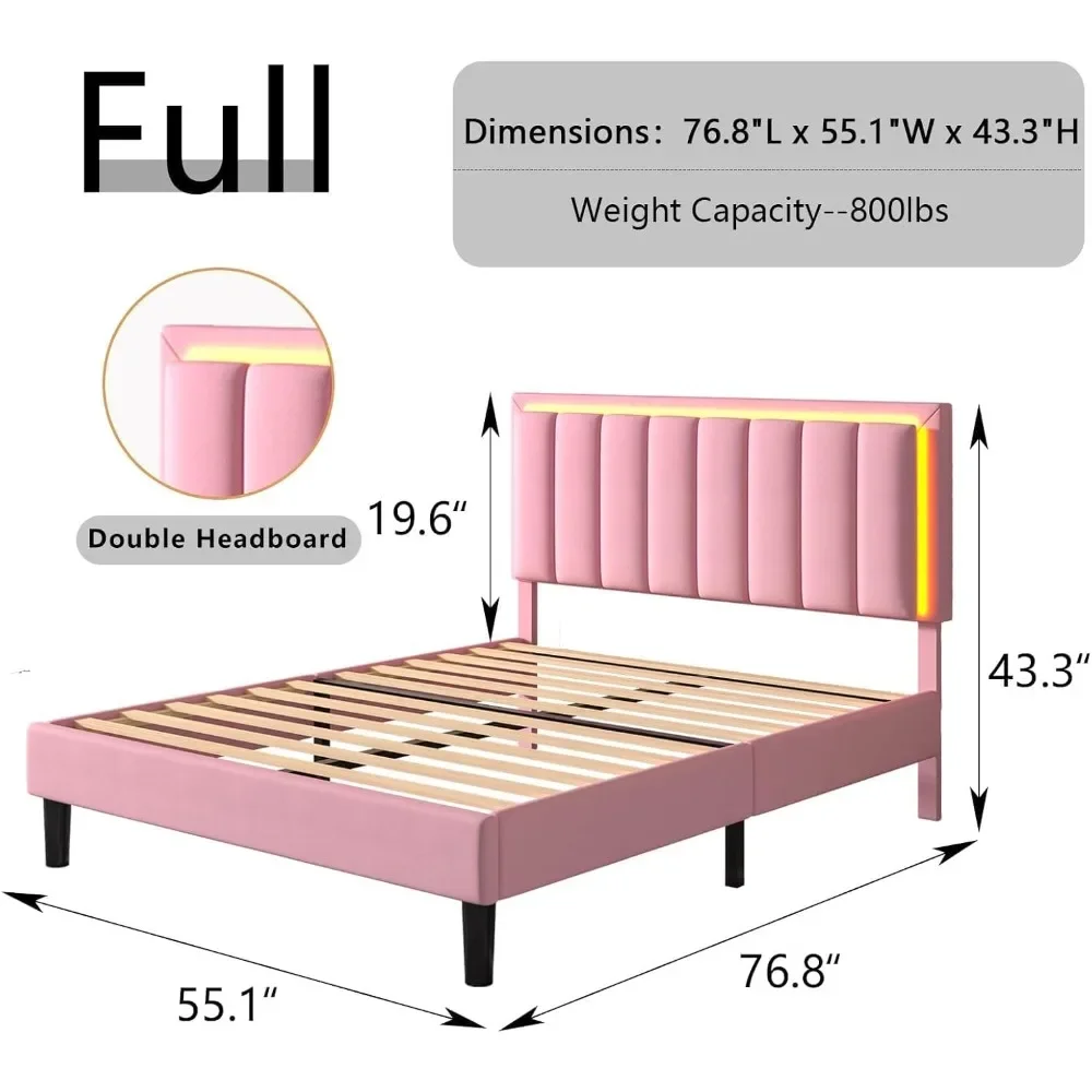 Full Size Bed Frame with LED Lights, Upholstered Bed Frame Full with Headboard, Modern Heavy Duty Wood Slats Support, Noise-Free
Full Size Bed Frame with LED Lights, Upholstered Bed Frame Full with Headboard, Modern Heavy Duty Wood Slats Support, Noise-Free