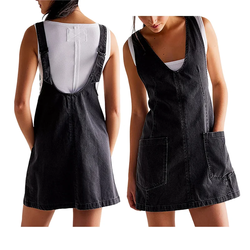 ABRT-Women Denim Overalls Mini Dress Adjustable Shoulder Straps High Roller Skirtall Casual Jean Romper Dress
ABRT-Women Denim Overalls Mini Dress Adjustable Shoulder Straps High Roller Skirtall Casual Jean Romper Dress