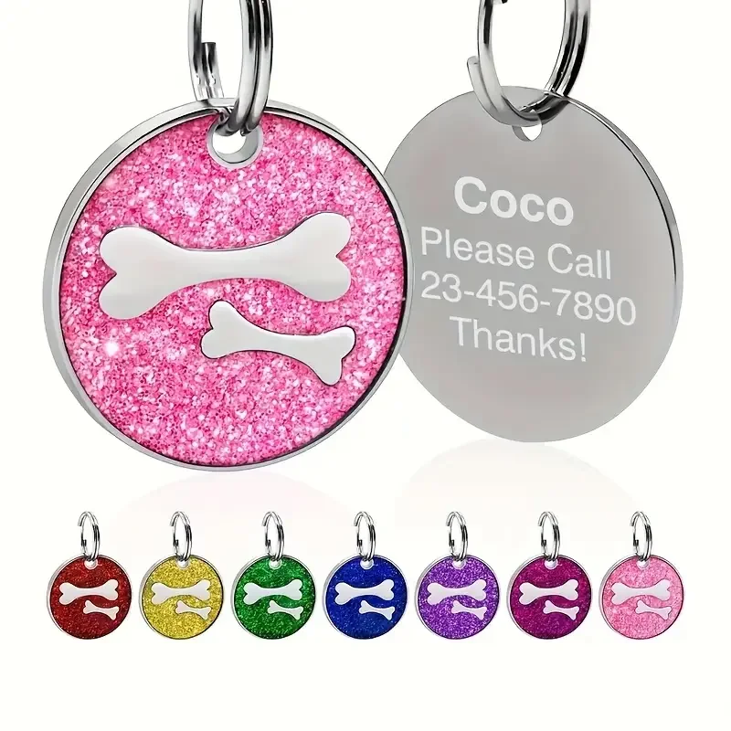 Personalized Glitter Bone Print Engraved Dog Name Tag Pet ID Dog Tag alloy Anti-Lost Dog Collar Pendant Pet Accessories
Personalized Glitter Bone Print Engraved Dog Name Tag Pet ID Dog Tag alloy Anti-Lost Dog Collar Pendant Pet Accessories