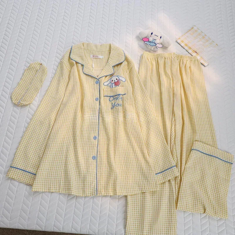Осенняя женская пижама Sanrio с изображением собаки корицы, повседневная женская пижама, шелковая пижама, Женский комплект домашней одежды с мультяшным рисунком
Осенняя женская пижама Sanrio с изображением собаки корицы, повседневная женская пижама, шелковая пижама, Женский комплект домашней одежды с мультяшным рисунком