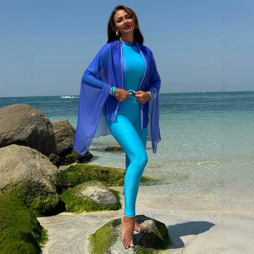 New Muslim Burkini Modest swimsuit Light Sky Blue long sleeved Ladies Swimwear beach swimsuit three-piece swimsuit SPF50+ Surf
New Muslim Burkini Modest swimsuit Light Sky Blue long sleeved Ladies Swimwear beach swimsuit three-piece swimsuit SPF50+ Surf