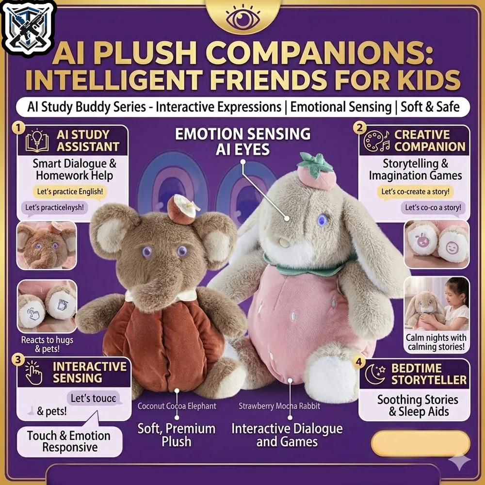 AI Interactive Doll,Emotion Sensing LED Eyes Multilingual Dialogue Study Assistant,Premium Plushie Christmas Birthday Gift
AI Interactive Doll,Emotion Sensing LED Eyes Multilingual Dialogue Study Assistant,Premium Plushie Christmas Birthday Gift