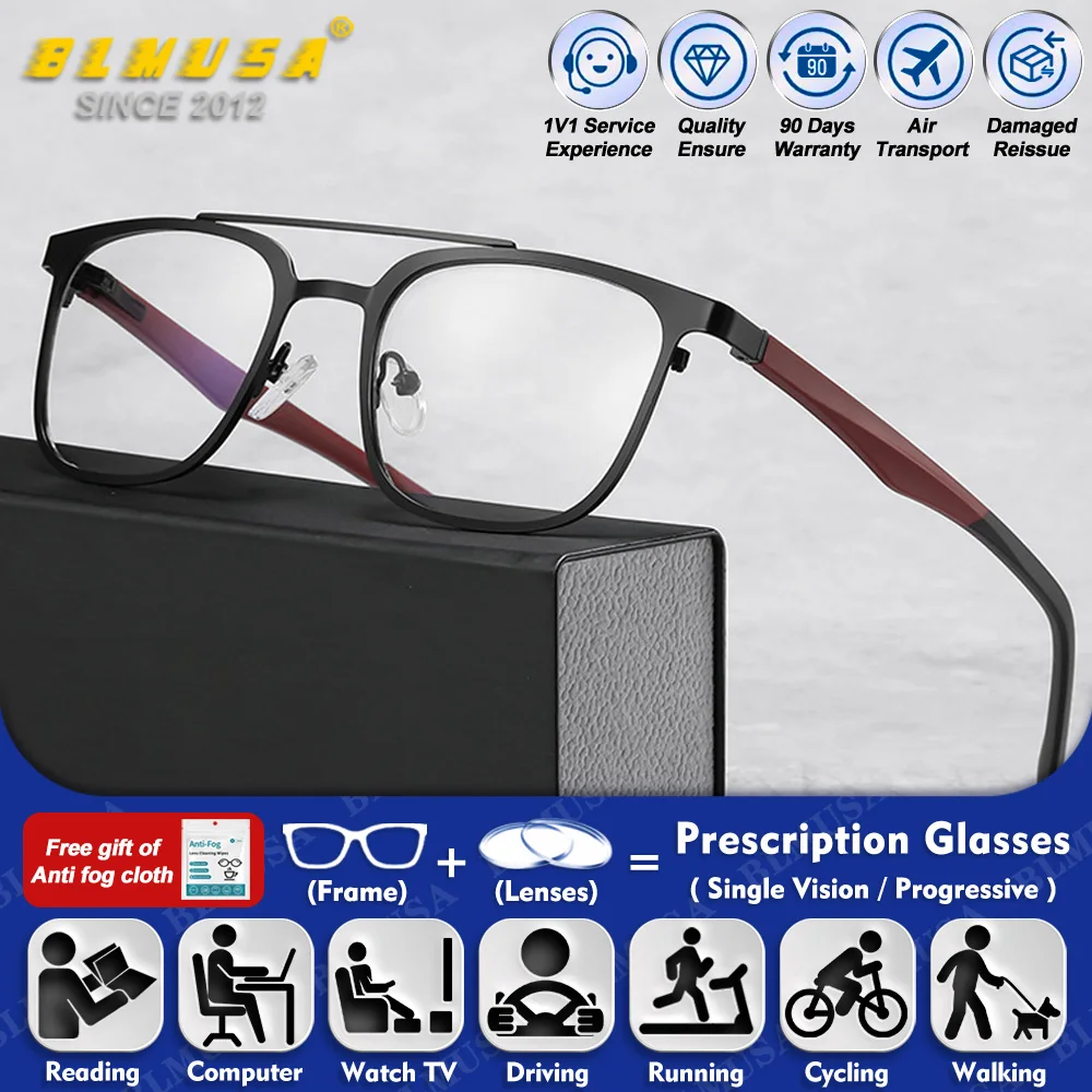 BLMUSA (L) Fashionable Pilot Myopia Prescription Glasses For Men Square Anti Blue Light Photochromic Progressive Reading Eyeware
BLMUSA (L) Fashionable Pilot Myopia Prescription Glasses For Men Square Anti Blue Light Photochromic Progressive Reading Eyeware