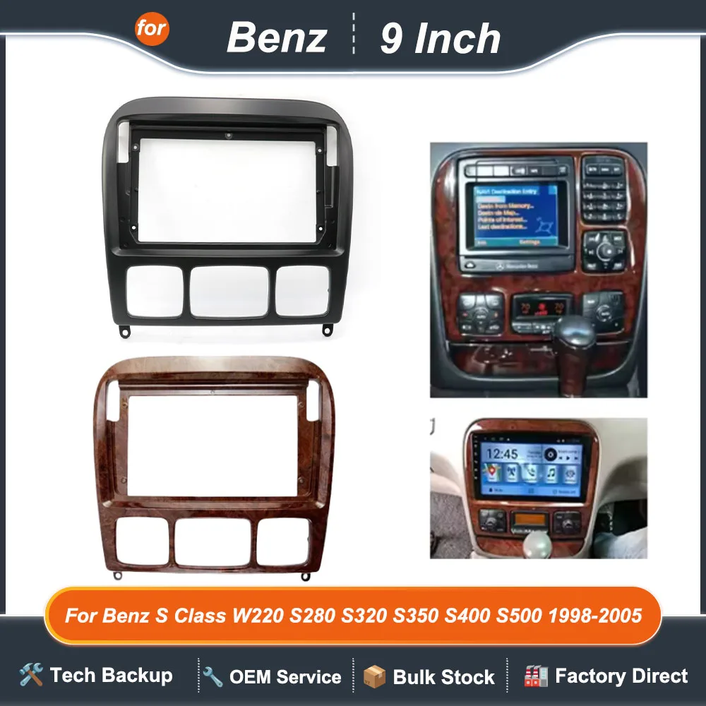 9 Inch Car Frame Fascia Adapter Android Radio Dash Fitting Panel Kit For Benz S Class W220 S280 S320 S350 S400 S500 1998-2005
9 Inch Car Frame Fascia Adapter Android Radio Dash Fitting Panel Kit For Benz S Class W220 S280 S320 S350 S400 S500 1998-2005