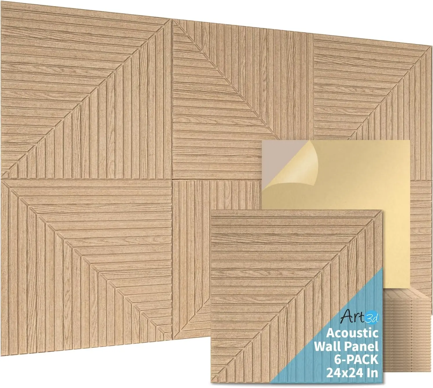 6-Pack Self-Adhesive Acoustic Wall Panels, 24x24 Inch Soundproofing for Home Office Studio Bedroom - Wood Grain Design
6-Pack Self-Adhesive Acoustic Wall Panels, 24x24 Inch Soundproofing for Home Office Studio Bedroom - Wood Grain Design